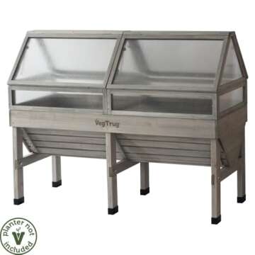 VegTrug Classic Cold Frame, Durable and Spacious Wooden Frame, Ideal Gardening Accessories, Gray Wash, 1.8m
