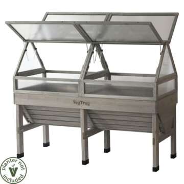 VegTrug Classic Cold Frame, Durable and Spacious Wooden Frame, Ideal Gardening Accessories, Gray Wash, 1.8m