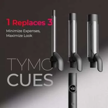 TYMO Curling Iron Set - 3 in 1 Ceramic Hair Curler 1/2, 1, 1 1/2 Inch, Professional Ionic Curling Wand for Travel, Fast Heating, 5 Temps & Dual Voltage for Shiny Defined Curls to Beach Waves