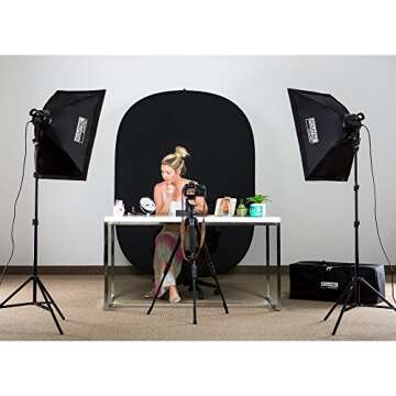 Fovitec 2-Light 2000W Fluorescent Studio Lighting Kit, 20"x28" Softboxes, 10 Bulbs and 2 Light Stand...