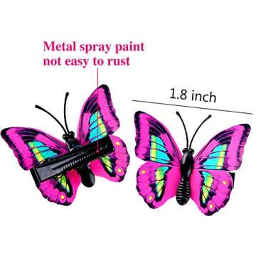 Boao 24 Pieces Butterfly Hair Clips 3D Colorful Barrettes Hair Accessories Halloween for Women Party Favors