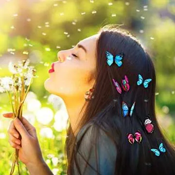 Boao 24 Pieces Butterfly Hair Clips 3D Colorful Barrettes Hair Accessories Halloween for Women Party Favors