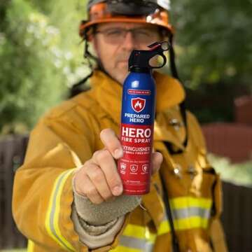 Prepared Hero Fire Spray - Mini Fire Extinguishers for House, Car, Garage - Kitchen Small Fire Extin...