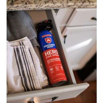 Prepared Hero Fire Spray - Mini Fire Extinguishers for House, Car, Garage - Kitchen Small Fire Extinguisher for Home, Made in USA, 100% Organic - Compact, Portable & Easy to Use, Non-Toxic - 1 Pack