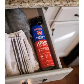 Prepared Hero Fire Spray - Mini Fire Extinguishers for House, Car, Garage - Kitchen Small Fire Extinguisher for Home, Made in USA, 100% Organic - Compact, Portable & Easy to Use, Non-Toxic - 1 Pack