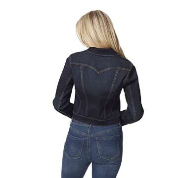 Jessica Simpson Women's Pixie Classic Feminine Fit Crop Jean Jacket, SEVY, Medium