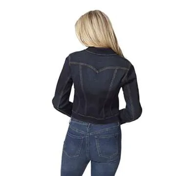 Jessica Simpson Women's Pixie Classic Feminine Fit Crop Jean Jacket, SEVY, Medium