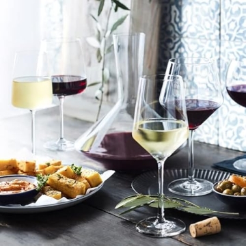 Hand Blown Red Wine Glasses Set of 4 - 15 oz