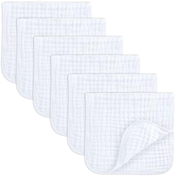 Comfy Cubs Large Muslin Burp Cloths - 6 Pack, Ultra Absorbent