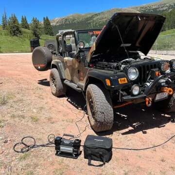 Tozalazz 12v Air Compressor Portable, [2X Faster Inflator 11.65CFM/330L/Min] Heavy Duty Tire Pump for Trucks Car Suv 4x4 Vehicle RV Tires, Offroad Dual Cylinder Kit