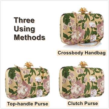 Clutch Purse Women Floral Embroidery Evening Bag Elegant Crossbody Bag Handbags for Wedding Cocktail...