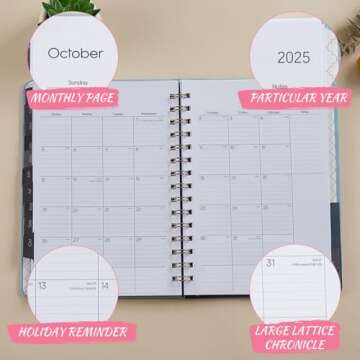 2025 Planner - Weekly and Monthly Planner 2025, January 2025 - December 2025, 6.4" x 8.5", Daily Planner Calendar Planner with Monthly Tabs, Elastic Closure, Pocket, Notes, Faux Leather Cover Yearly Agenda(Black)