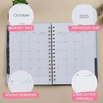 2025 Planner - Weekly and Monthly Planner 2025, January 2025 - December 2025, 6.4" x 8.5", Daily Planner Calendar Planner with Monthly Tabs, Elastic Closure, Pocket, Notes, Faux Leather Cover Yearly Agenda(Black)