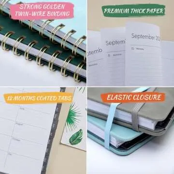 2025 Planner - Weekly and Monthly Planner 2025, January 2025 - December 2025, 6.4" x 8.5", Daily Planner Calendar Planner with Monthly Tabs, Elastic Closure, Pocket, Notes, Faux Leather Cover Yearly Agenda(Black)