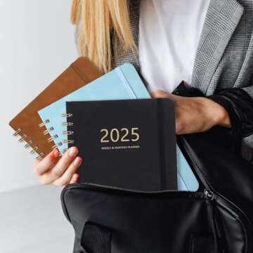 2025 Planner - Weekly and Monthly Planner 2025, January 2025 - December 2025, 6.4" x 8.5", Daily Planner Calendar Planner with Monthly Tabs, Elastic Closure, Pocket, Notes, Faux Leather Cover Yearly Agenda(Black)