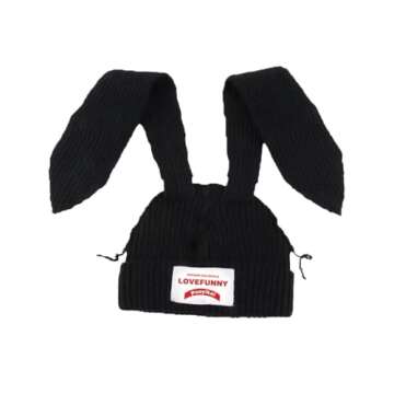 Knit Beanie Hats Cute Bunny Long Ears Fluffy Winter Cap for All