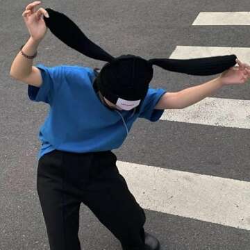 Knit Beanie Hats Cute Bunny Long Ears for Winter Wear