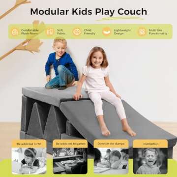 Modular Kids Play Couch, 18pcs Toddler Floor Sofa, Sectional Couch for Children, Fortplay Bedroom an...