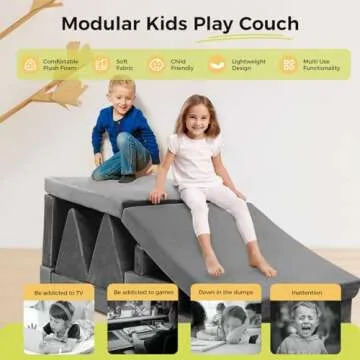 Modular Kids Play Couch, 18pcs Toddler Floor Sofa, Sectional Couch for Children, Fortplay Bedroom an...