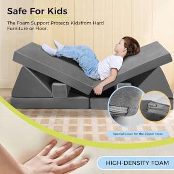 Modular Kids Play Couch, 18pcs Toddler Floor Sofa, Sectional Couch for Children, Fortplay Bedroom and Playroom Furniture for Playing, Creativing, Convertible Foam and Floor Cushion for Boys and Girls