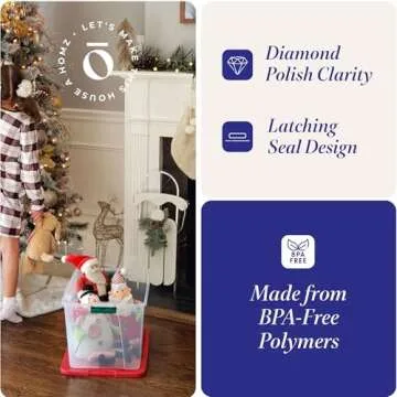 HOMZ 64 Quart Clear Storage Bins - Eco-Friendly and Sturdy