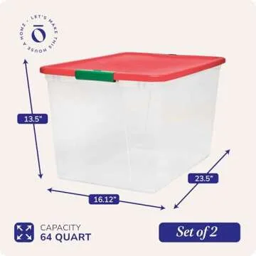 HOMZ 64 Quart Clear Storage Bins - Eco-Friendly and Sturdy