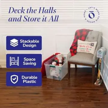 HOMZ 64 Quart Clear Storage Bins - Eco-Friendly and Sturdy