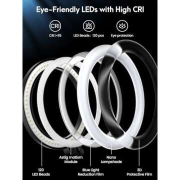 LUXSURE Overhead Phone Mount,Selfie Ring Light with Stand and Phone Holder for Desk,Overhead Camera Mount for iPhone 10" Ring Light,iPhone Tripod for Video Recording/Live Streaming/Vlog/Laptop