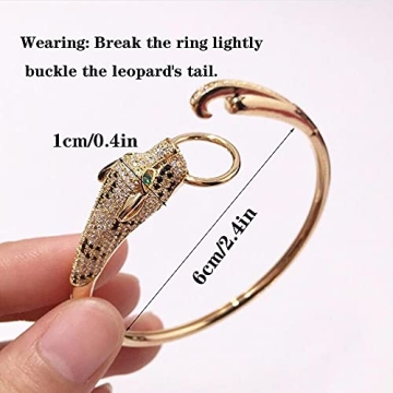 Miffen Bangle Bracelet for Women - Gold Panther Cuff Jewelry