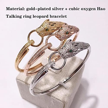 Miffen Bangle Bracelet for Women - Gold Panther Cuff Jewelry