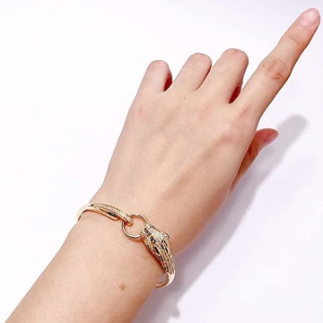 Miffen Bangle Bracelet for Women - Gold Panther Cuff Jewelry