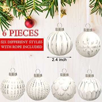 Elegant Vintage Christmas Ornaments - Set of 6 Decorative Balls