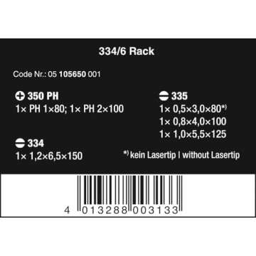 Wera Kraftform Plus 334/6 Screwdriver Set - 6 Pieces, Ergonomic Comfort, Lasertip Technology.