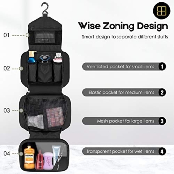 Dopobo Waterproof Travel Toiletry Bag with Hanging Hook