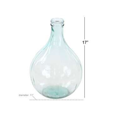 Deco 79 Recycled Glass Handmade Decorative Vase Spanish Bottle Centerpiece Vase, Flower Vase for Home Decoration 11" x 11" x 17", Blue