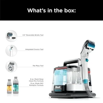 Shark Portable Carpet & Upholstery Cleaner, StainStriker with Spot, Stain, & Odor Eliminator, 3 Attachments, Perfect for Pets, Carpet, Area Rugs, Couches, Upholstery, Cars & More, White, PX201