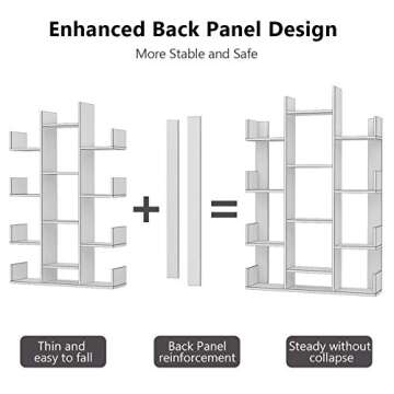 Tribesigns 12-Shelf Bookcase, Vintage Tree Bookshelf Book Rack Display Shelf Storage Organizer for CDs, Records, Books, Home Office Deco (Retro Brown)