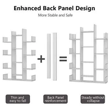 Tribesigns 12-Shelf Bookcase, Vintage Tree Bookshelf Book Rack Display Shelf Storage Organizer for CDs, Records, Books, Home Office Deco (Retro Brown)