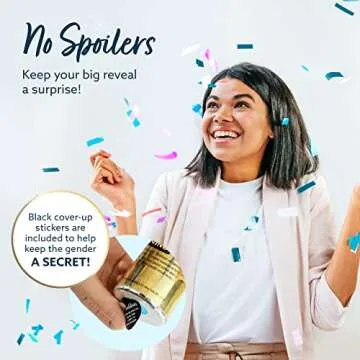 Revealations Gender Reveal Confetti Powder Cannon - Set of 4 Mixed (2 Blue 2 Pink) Party Supplies - 100% Biodegradable Tissue Safe Powder Smoke