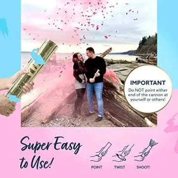 Revealations Gender Reveal Confetti Powder Cannon - Set of 4 Mixed (2 Blue 2 Pink) Party Supplies - 100% Biodegradable Tissue Safe Powder Smoke