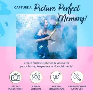 Revealations Gender Reveal Confetti Powder Cannon - Set of 4 Mixed (2 Blue 2 Pink) Party Supplies - 100% Biodegradable Tissue Safe Powder Smoke