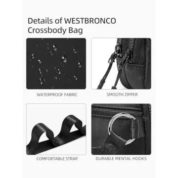WESTBRONCO Small Crossbody Bags for Women Nylon with Adjustable Strap, Mini Crossbody Purse, Fahion Shoulder Bag for Traveling Workout Black