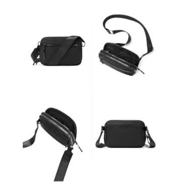WESTBRONCO Small Crossbody Bags for Women Nylon with Adjustable Strap, Mini Crossbody Purse, Fahion Shoulder Bag for Traveling Workout Black