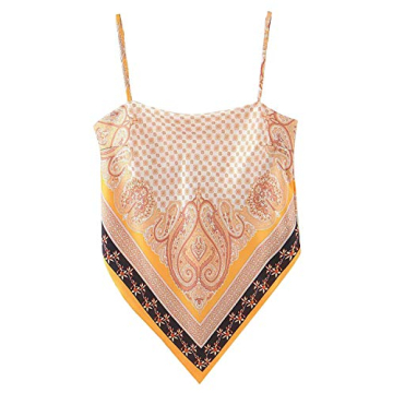 Vibrant Paisley Crop Top with Tie Back and Hanky Hem