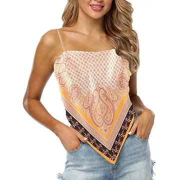 Vibrant Paisley Crop Top with Tie Back and Hanky Hem