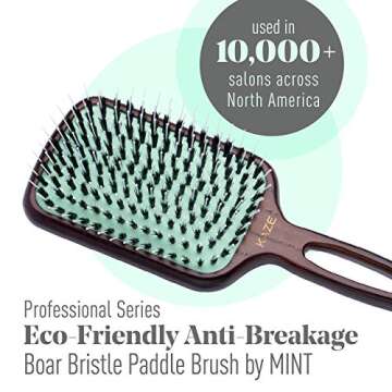Eco-Friendly Boar Bristle Paddle Hair Brush for Women by MINT | Anti-Breakage Detangling Brush Great...