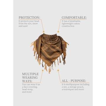 FREE SOLDIER Scarf Military Shemagh Tactical Desert Keffiyeh Head Neck Scarf Arab Wrap with Tassel for Men Women (Amber Brown)
