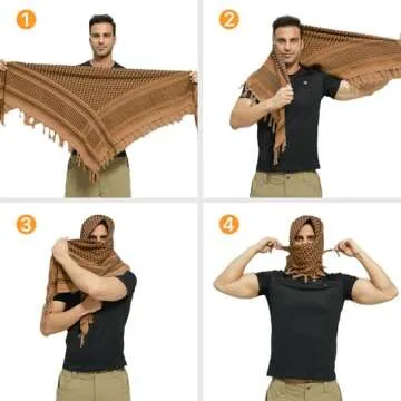 FREE SOLDIER Scarf Military Shemagh Tactical Desert Keffiyeh Head Neck Scarf Arab Wrap with Tassel for Men Women (Amber Brown)