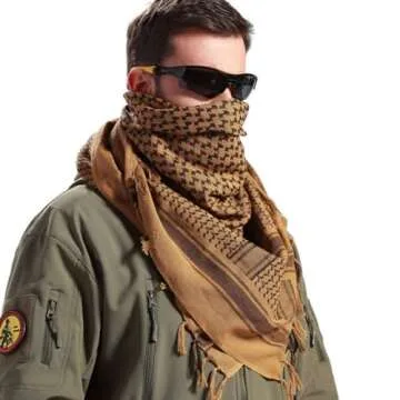 FREE SOLDIER Scarf Military Shemagh Tactical Desert Keffiyeh Head Neck Scarf Arab Wrap with Tassel for Men Women (Amber Brown)