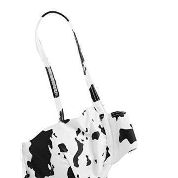 SweatyRocks Women's Sexy Bathing Suits Spaghetti Strap Floral Bikini Set Underwire Swimsuit Black White L